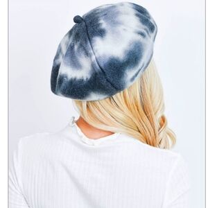 TIE DYE BERET FASHION HAT - BLACK